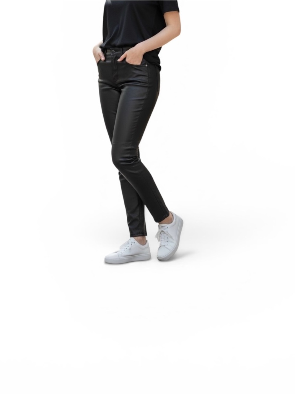 7 For All Mankind Black Faux Leather Skinny Pants